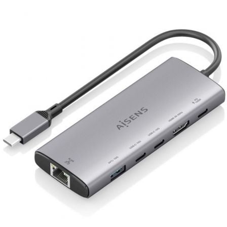 Docking USB Tipo-C Aisens ASUC-6P030-GR/ 1xHDMI 4K/ 1xUSB/ 2xUSB Tipo-C/ 1xRJ45/ 1xUSB Tipo-C PD/ Gris
