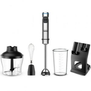 Batidora de mano Grunkel BM-1500SET/ 1500W/ Capacidad 0.8L/ Incluye Vaso, Picadora, Varilla y Soporte