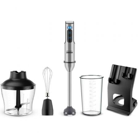 Batidora de mano Grunkel BM-2000SET/ 2000W/ Capacidad 0.8L/ Incluye Vaso, Picadora, Varilla y Soporte