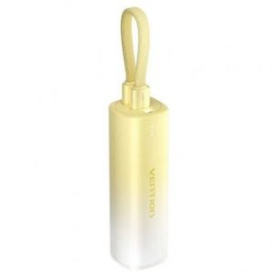 Powerbank 5000mAh Vention FHWY0/ 20W/ Amarilla/ Incluye Cable USB Tipo-C y Lightning