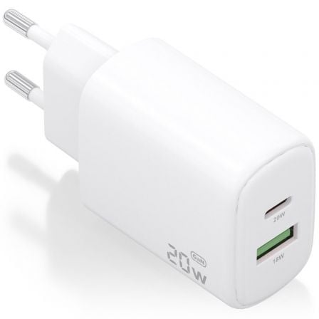 art_ais-carga-a110-0909_1 Cargador de Pared GaN Aisens A110-0909/ 1xUSB Tipo-C/ 1xUSB/ 20W/ Blanco