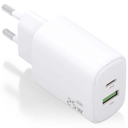 art_ais-carga-a110-0911_1 Cargador de Pared GaN Aisens A110-0911/ 1xUSB Tipo-C/ 1xUSB/ 25W/ Blanco