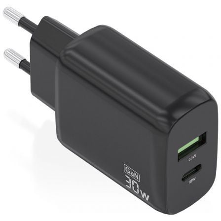 art_ais-carga-a110-0924_1 Cargador de Pared GaN Aisens A110-0924/ 1xUSB Tipo-C/ 1xUSB/ 30W/ Negro