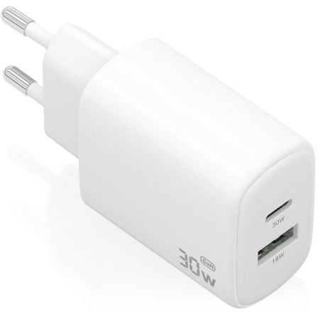 art_ais-carga-a110-0977_1 Cargador de Pared GaN Aisens A110-0977/ 1xUSB Tipo-C/ 1xUSB/ 30W/ Blanco