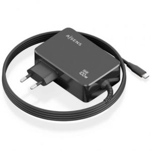 Cargador de Portátil GaN Aisens ASCH-1PD100WL50-BK USB Tipo-C/ 100W/ Automático/ Voltaje 5-20V