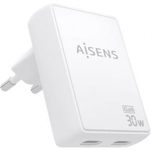 art_ais-carga-asch-30w2p075-w_1 Cargador de Pared GaN Aisens ASCH-30W2P075-W/ 2xUSB Tipo-C/ 30W/ Blanco