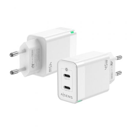 art_ais-carga-asch-45w2p005-w_1 Cargador de Pared GaN Aisens ASCH-45W2P005-W/ 2xUSB Tipo-C/ 45W