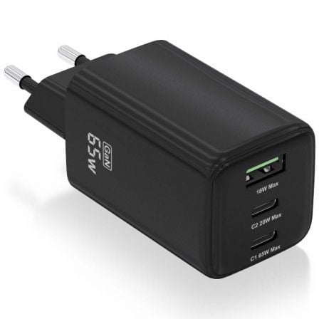 art_ais-carga-asch-65w3p042-bk_1 Cargador de Pared GaN Aisens ASCH-65W3P042-BK/ 2xUSB Tipo-C/ 1xUSB/ 65W
