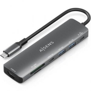 art_ais-hub-asuc-7p026-gr_1 Docking USB Tipo-C Aisens ASUC-7P026-GR/ 1xHDMI 4K/ 2xUSB/ 1xUSB Tipo-C / 1xUSB Tipo-C PD/ 1xLector Tarjetas/ Gris