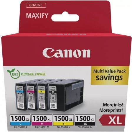 art_can-multipack-1500xl-v2_1 Cartucho de Tinta Original Canon PGI-1500XL Multipack Alta Capacidad/ Cian/ Magenta/ Amarillo/ Negro