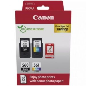 art_can-multipack-3713c008_1 Cartucho de Tinta Original Canon PG-560 + CL-561 Multipack/ Negro/ Tricolor + Papel Fotográfico
