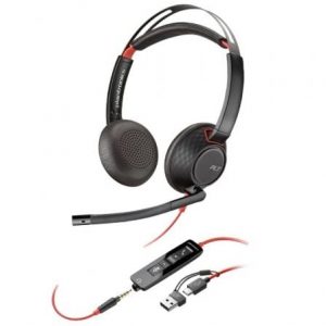 Auriculares Poly Blackwire 5220 USB-C + 3.5 mm + Adaptador USB-C/A/ con Micrófono/ Jack 3.5 - USB Tipo-C/ Bulk/ Negros