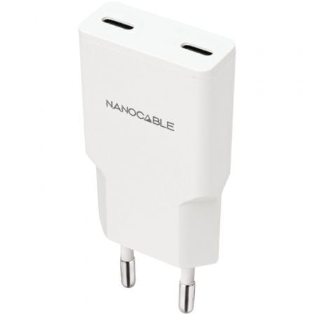 art_nan-carga-10-10-2026_1 Cargador de Pared Nanocable 10.10.2026/ 2xUSB Tipo-C/ 25W/ Blanco