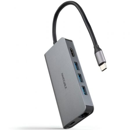 art_nan-hub-10-16-4609_1 Docking Tipo-C Nanocable 10.16.4609/ 3xUSB/ 1xHDMI 4K/ 1xRJ45/ 1xLector tarjetas/ 1xUSB Tipo-C PD/ Gris