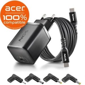 art_ngs-car-bud65w-ac_1 Cargador de Portátil GaN NGS BUD65W-AC para Acer/ 1xUSB Tipo-C/ 65W/ Automático/ 4 Conectores/ Voltaje 5-20V