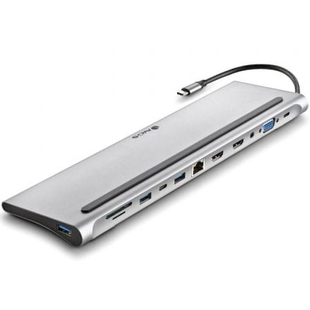 art_ngs-hub-wonderdock12_1 Docking USB Tipo-C NGS WonderDock12/ 3xUSB/ 2xHDMI 4K/ 1xVGA/ 1xRJ45/ 1xLector de Tarjetas/ 1xJack 3.5/ 1xUSB Tipo-C PD/ Gris