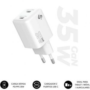 art_sub-carga-subchg-6g3520_1 Cargador de Pared GaN Subblim 35W Charger USB C+C/ 2xUSB Tipo-C/ 35W