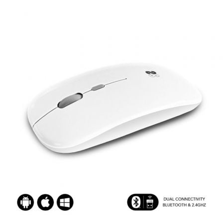 art_sub-mou-dual-flat-recar-wh_1 Ratón Inalámbrico Subblim Dual Flat/ Batería recargable/ Hasta 1600 DPI/ Blanco