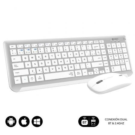 art_sub-tec-combo-d-pres-ext-wh_1 Teclado y Ratón Inalámbrico Subblim Combo Dual Prestige Extendido/ Blanco y Plata