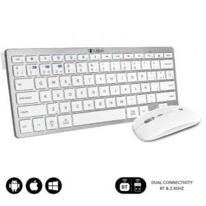 art_sub-tec-combo-mult-comp-sv_1 Teclado y Ratón Inalámbrico Subblim OCO010 Combo Multidispositivo Compacto/ Plata