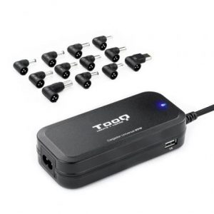 Cargador de Portátil TooQ TQLC-90BS02AT/ 90W/ 2xUSB/ Automático/ 12 Conectores/ Voltaje 12-20V