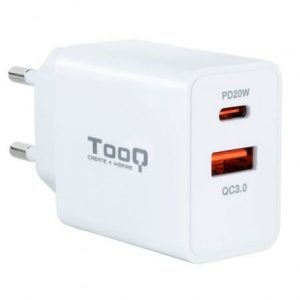 art_too-carga-tqwc-2sc04wt_1 Cargador de Pared TooQ TQWC-2SC04WT/ 1xUSB Tipo-C/ 1xUSB/ 20W