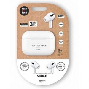 art_tot-aur-tec1411_1 Auriculares Bluetooth Tech One Tech SIUX.11 TEC1411/ con estuche de carga/ Autonomía 6h/ Blancos
