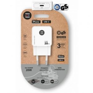 art_tot-car-tec2220_1 Cargador de Pared GaN Tech One Tech GaN TEC2220/ 1xUSB Tipo-C/ 20W/ Blanco