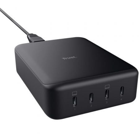 Cargador de Pared GaN Trust Maxo/ 4xUSB Tipo-C/ 240W/ Automático/ Voltaje 5-20V