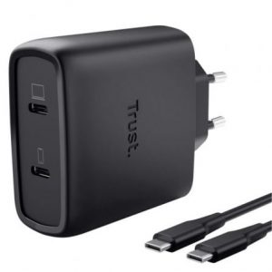 art_tru-carga-maxo-65w-bk-2c_1 Cargador de Pared GaN Trust Maxo 65W 25525/ 2xUSB Tipo-C/ Incluye Cable USB Tipo-C/ 65W
