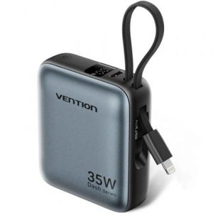 art_ven-bat-fhfn0_1 Powerbank 10000mAh Vention FHFN0/ 35W/ Gris/ Incluye Cable USB TIpo-C y Lightning