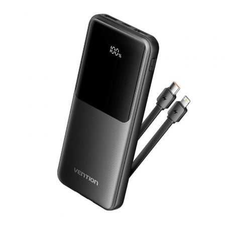 art_ven-bat-fhob0_1 Powerbank 10000mAh Vention FHOB0/ 22.5W/ Negra/ Incluye Cable USB Tipo-C y Lightning