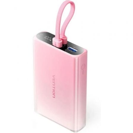 art_ven-bat-fhzp0_1 Powerbank 10000mAh Vention FHZP0/ 22.5W/ Rosa/ Incluye Cable USB Tipo-C y Lightning