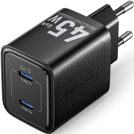art_ven-carga-fefb0-eu_1 Cargador de Pared GaN Vention FEFB0-EU/ 2xUSB Tipo-C/ 45W