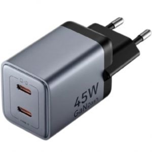 art_ven-carga-tz-fcdh0-eu_1 Cargador de Pared GaN Vention TZ-FCDH0-EU/ 2xUSB Tipo-C + Cable USB Tipo-C/ 45W