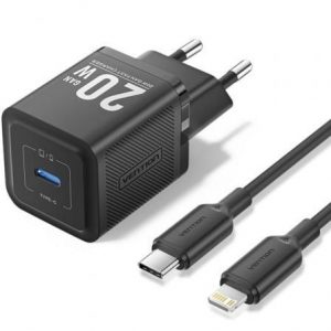art_ven-carga-tz-fepb0-eu-02_1 Cargador de Pared GaN Vention TZ-FEPB0-EU-02/ 1xUSB Tipo-C + Cable Lightning/ 20W