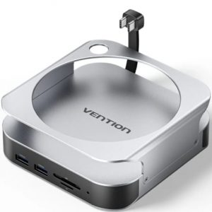 art_ven-dock-thihag_1 Docking para Mac Mini USB Tipo-C Vention THIHAG/ Ranura SSD M.2/ 4xUSB/ 1xUSB Tipo-C/ 1xDisplayPort 4K/ 1xLector Tarjetas/ 1xJack 3.5mm