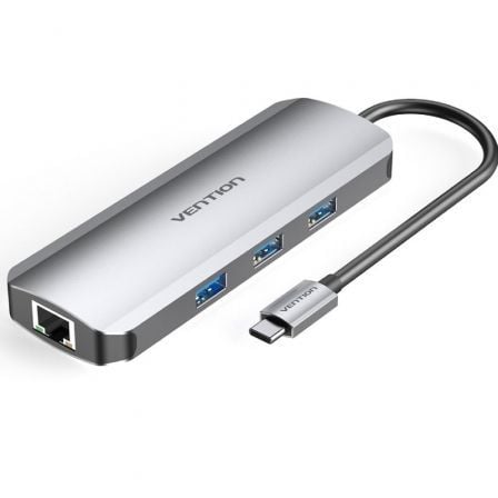 art_ven-dock-tokhb_1 Docking USB Tipo-C Vention TOKHB/ 1xHDMI 4K/ 3xUSB/ 1xUSB Tipo-C PD/ 1xRJ45/ 1xLector Tarjetas SD y MicroSD/ Gris