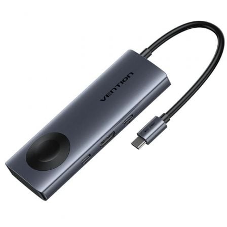 art_ven-dock-tpmhb_1 Docking USB Tipo-C con Carga Inalámbrica Vention TPMHB/ 1xHDMI 4K/ 2xUSB/ 1xUSB Tipo-C/ 1xUSB Tipo-C PD/ Gris