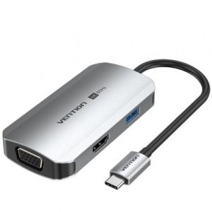 art_ven-dock-tqahb_1 Docking USB Tipo-C Vention TQAHB/ 1xHDMI/ 1xUSB/ 1xVGA/ 1xUSB Tipo-C PD/ Gris