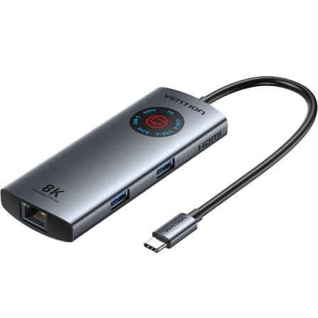 art_ven-hub-tqzhb_1 Docking USB Tipo-C Vention TQZHB/ RJ45/ 2xUSB/ 1xUSB Tipo-C/ 1xHDMI/ 1xUSB Tipo-C PD/ Gris