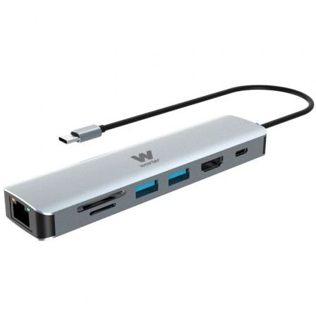 art_wox-dock-pe26-181_1 Docking USB Tipo-C Woxter PE26-181/ 1xHDMI 4K/ 2xUSB/ 1xLector de Tarjetas/ 1xRJ45/ 1xMicroUSB/ Gris