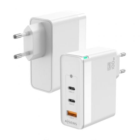 art_ais-carga-asch-100w3p008-w_1 Cargador de Pared GaN Aisens ASCH-100W3P008-W/ 2xUSB Tipo-C/ 1x USB/ 100W