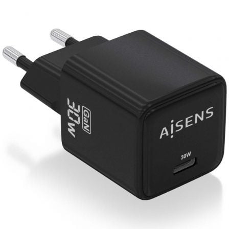 art_ais-carga-asch-30w1p036-bk_1 Cargador de Pared GaN Aisens ASCH-30W1P036-BK/ 1xUSB Tipo-C/ 30W
