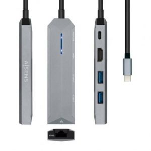 art_ais-hub-asuc-5p003-gr_1 Docking USB Tipo-C Aisens ASUC-5P003-GR/ 1xHDMI 4K/ 2xUSB/ 1xRJ45/ 1xUSB Tipo-C PD/ Gris