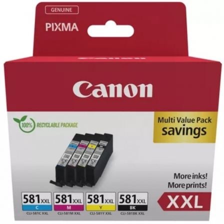 art_can-multipack-1998c007_1 Cartucho de Tinta Original Canon CLI-581XXL Multipack Alta Capacidad/ Cian/ Magenta/ Amarillo/ Negro