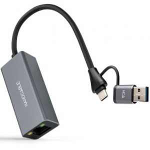 art_nan-adp-10-03-0411_1 Adaptador USB Macho + USB Tipo-C Macho - RJ45 Nanocable 10.03.0411/ 1000Mbps
