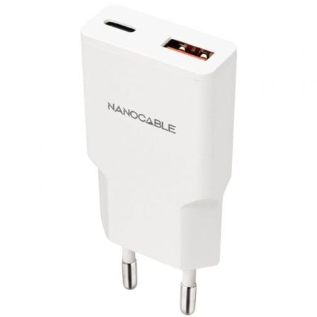 art_nan-carga-10-10-2028_1 Cargador de Pared Nanocable 10.10.2028/ 1xUSB Tipo-C/ 1xUSB Macho/ 30W/ Blanco