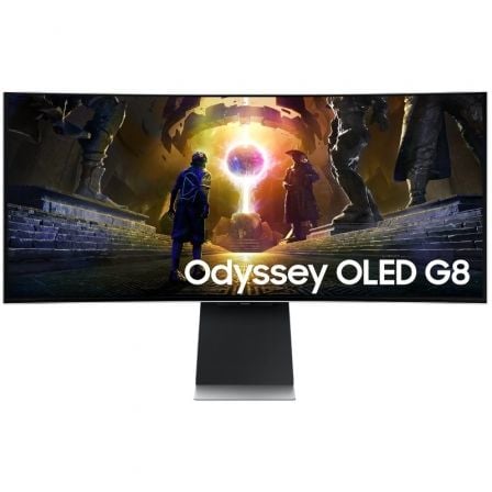 art_sam-m-s34dg850su_1 Smart Monitor Gaming Ultrapanorámico Curvo Samsung G8 Odyssey OLED S34DG850SU 34"/ WQHD/ 0.03ms/ 175Hz/ Multimedia/ Regulable en altura/ Plata