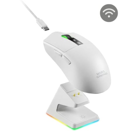 art_tac-mou-mmw-elite-wh_1 Ratón Gaming Inalámbrico Mars Gaming MMW-Elite/ Batería Recargable/ Hasta 20000 DPI/ Blanco